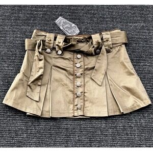 NWT Living Dead Souls Mini Skirt Y2K Grunge Pleated Buttons Belted 26" W 12" L‎